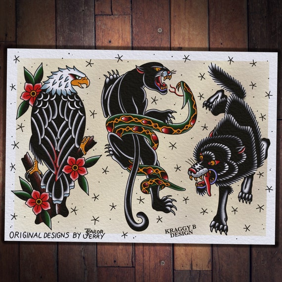 Sailor Jerry Tattoo Flash 1 しょぼくれ & 2 セイラージェリー Sailor Jerry Tattoo Flash 1 しょぼくれ & 2 セイラージェリー