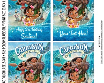 Moana Inspired Juice Capri sun Template, Edit Yourself in CANVA Online template