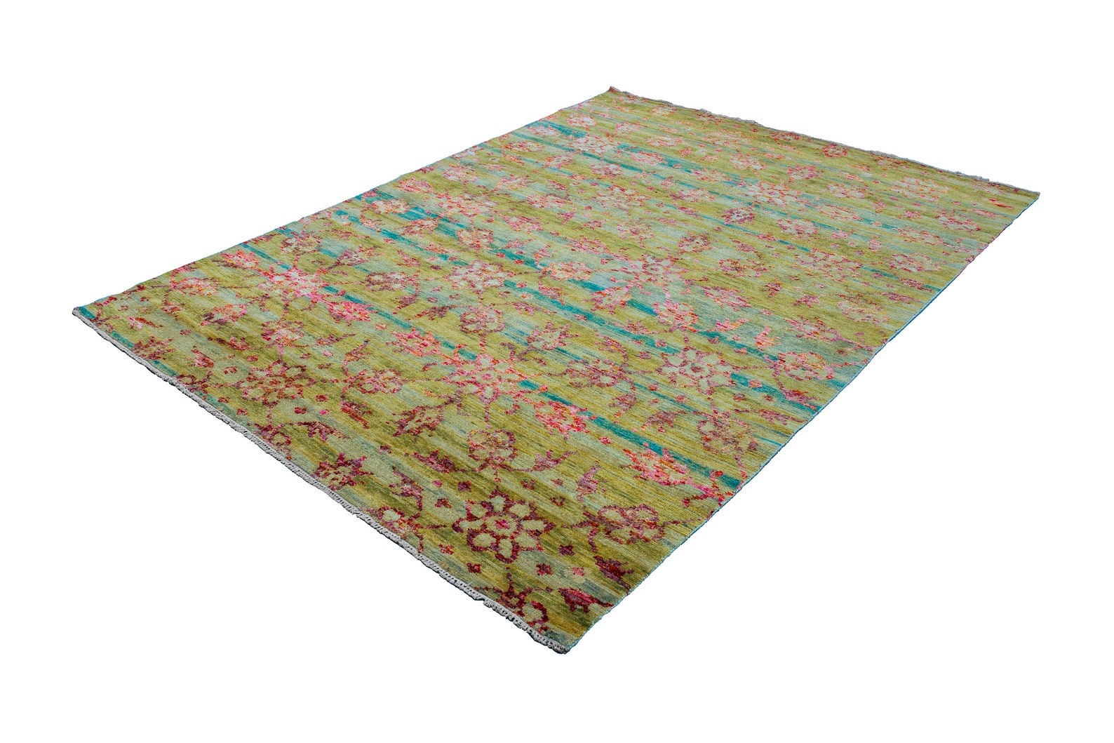 8x10 Olive Green Blue Beige Hand Knotted Area Rug Modern Etsy UK