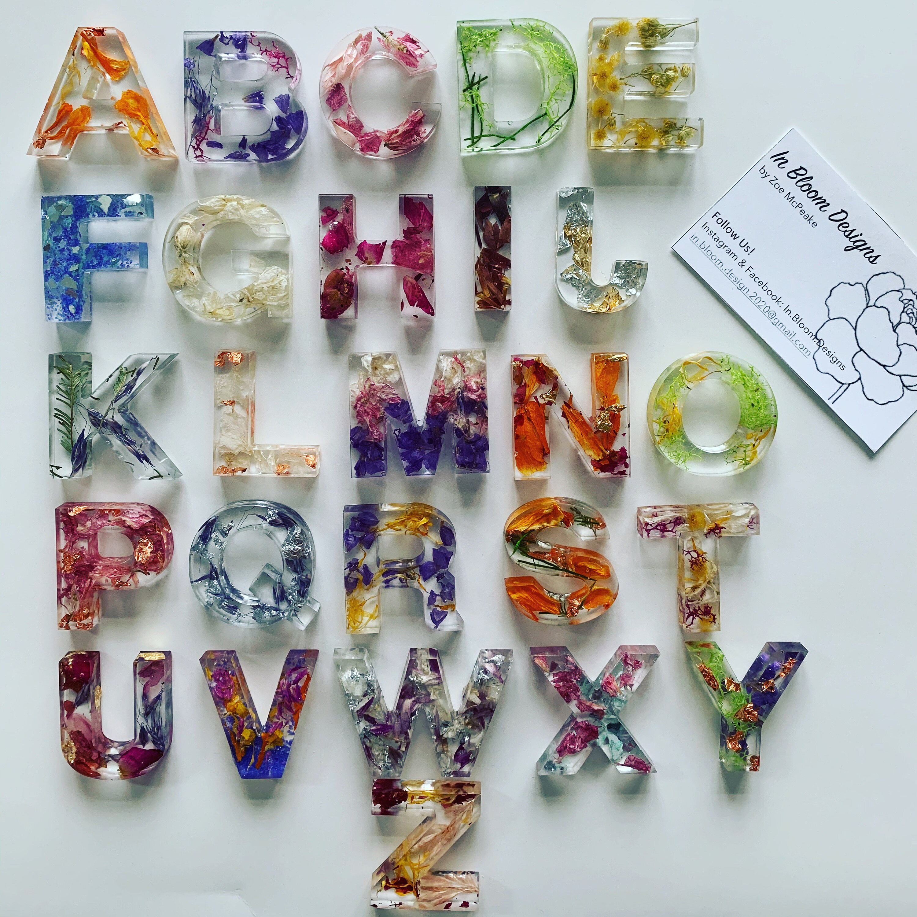 Full Alphabet Set Real Flower Resin Letters Learning Tool Etsy