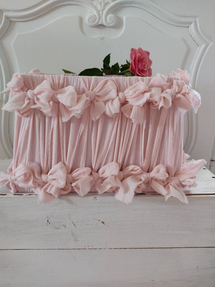 Abat Jour Carré Gaze de Coton Rose Poudré