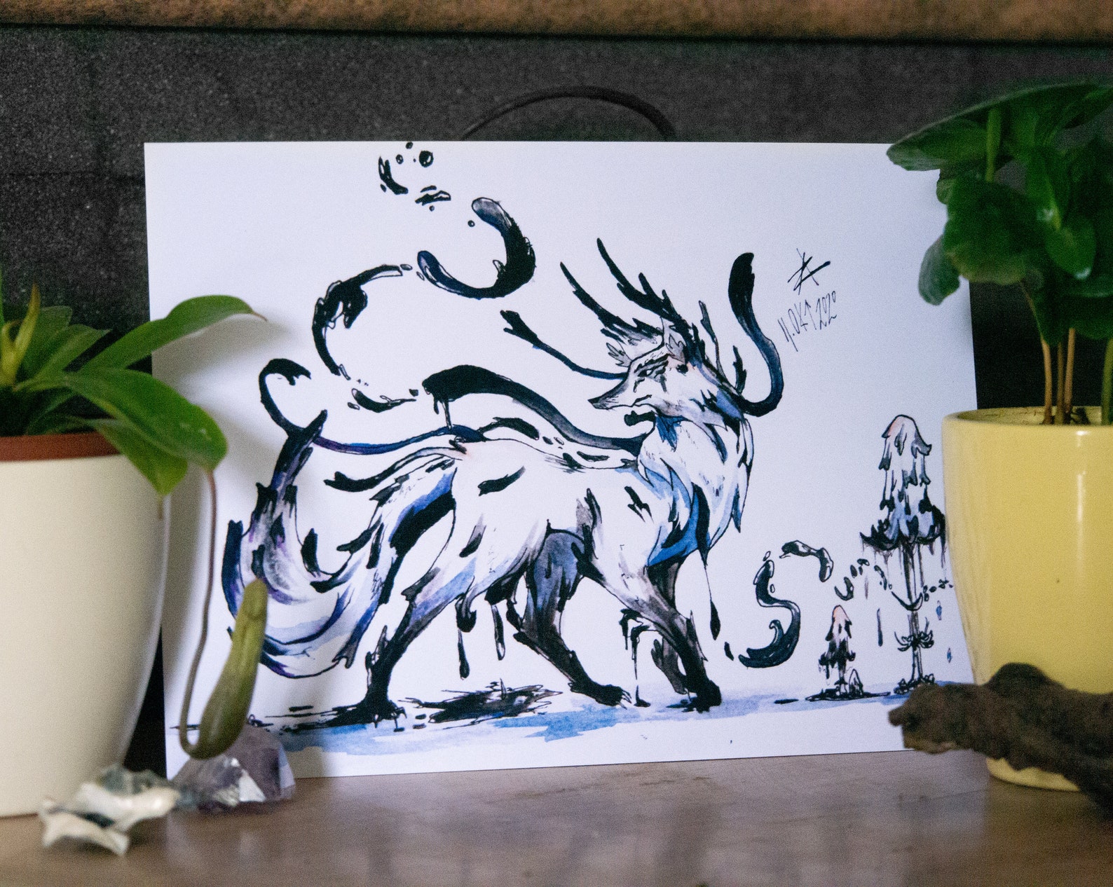 Mushroom Ink Wolf / Art Print / Surreal / Mysterious Etsy