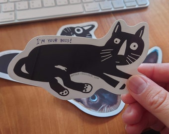 Black Cat Sticker - “I am your boss.” and “Keep Calm and Play with me”