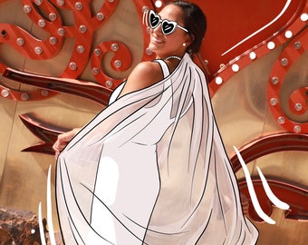 Fashion Art! Photo illustration, Drawing clothes over photos, Cute drawing for boyfriend or girlfriend, Cartoon style, Birthday Gift,