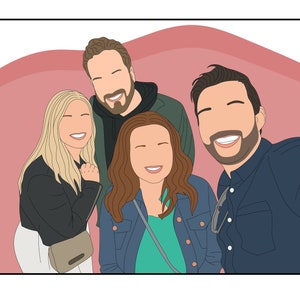 Best Friend portrait, Personalised gift for your friend, Faceless portrait custom drawing, Couple gift print, Portrait from photo