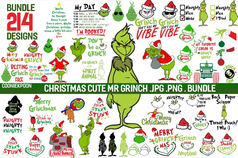 Download Grinch SVG Bundle Christmas SVG Resting Grinch Face | Etsy