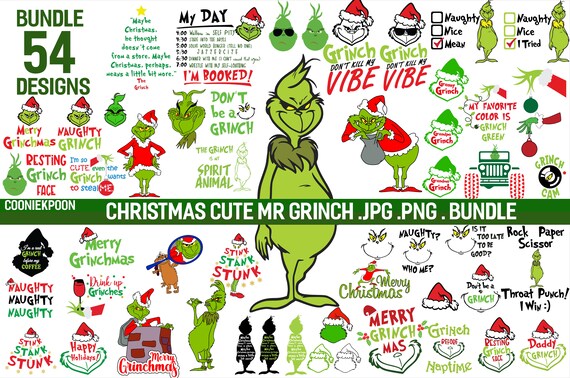Download Grinch Svg Bundle Christmas Svg Resting Grinch Face Etsy