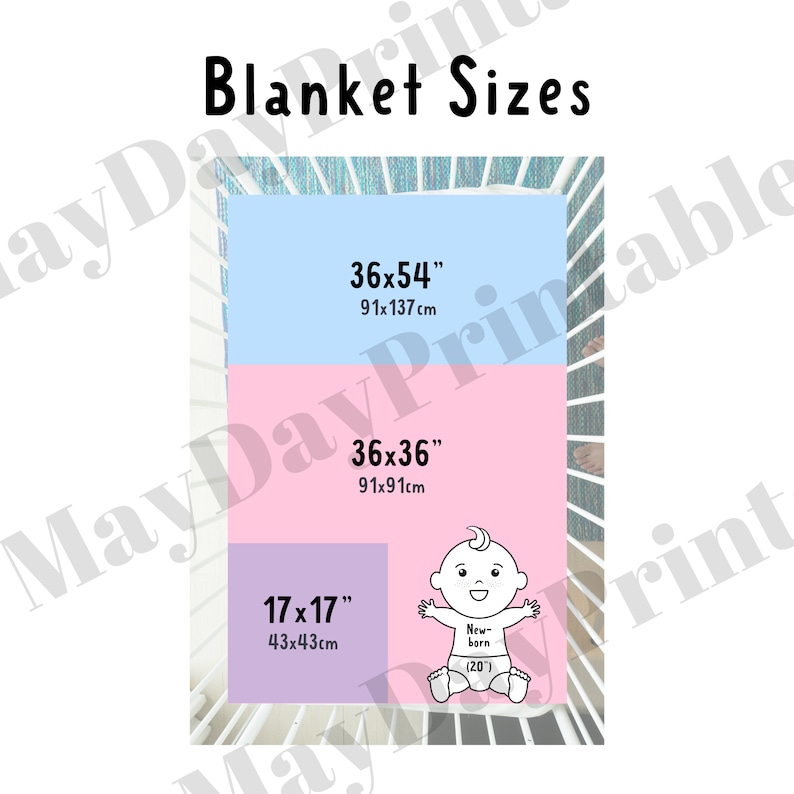 Baby Blanket Size Guide, Blanket Size Chart, Downloadable Size