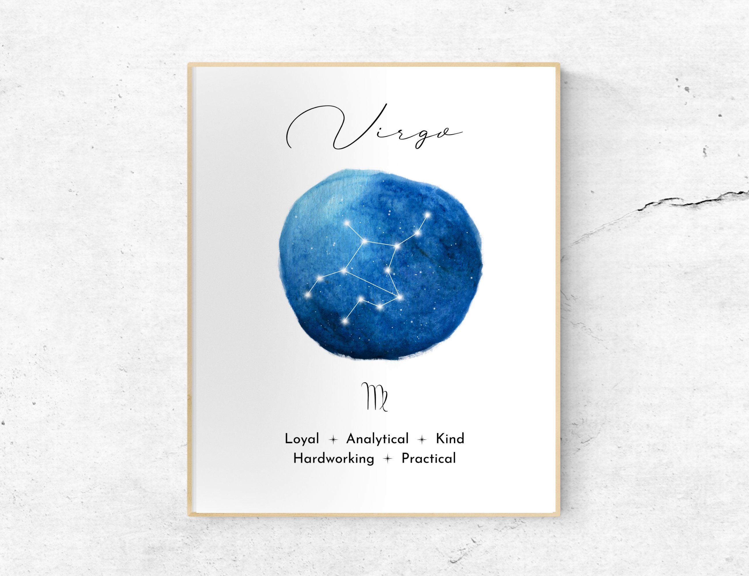 Jungfrau Sternzeichen Poster, Jungfrau Sternbild Wandkunst, Jungfrau  Astrologie Sternzeichen Druck, verschiedene Größen