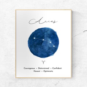 Aries zodiac wall art, Aries constellation poster, Aries astrology star sign print, Various sizes