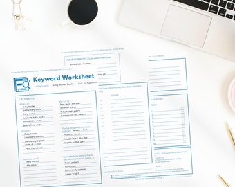 Keyword Search Tool, Printable SEO Worksheet for Etsy Sellers (With Instructions), Fillable PDF
