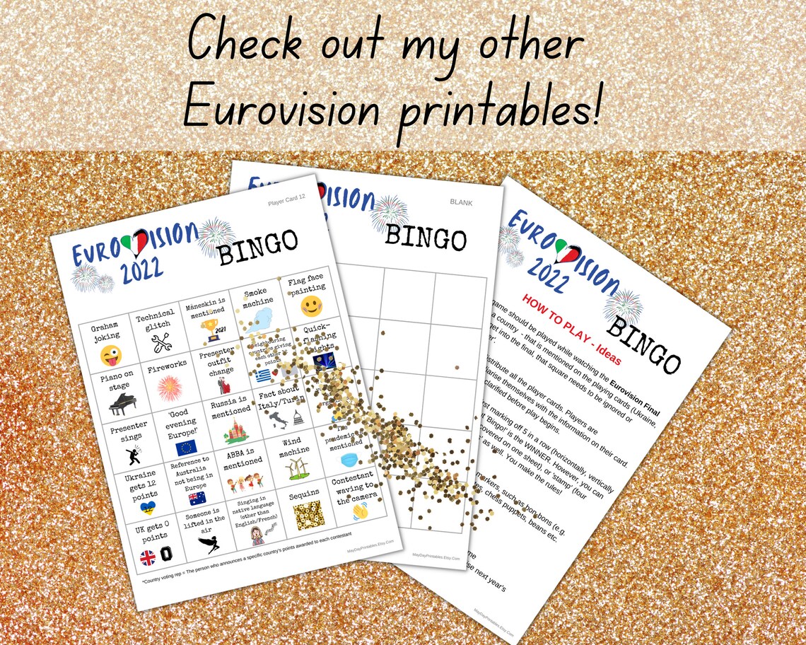 Eurovision Song Contest 2022 Quiz and Score Sheets Party Etsy UK