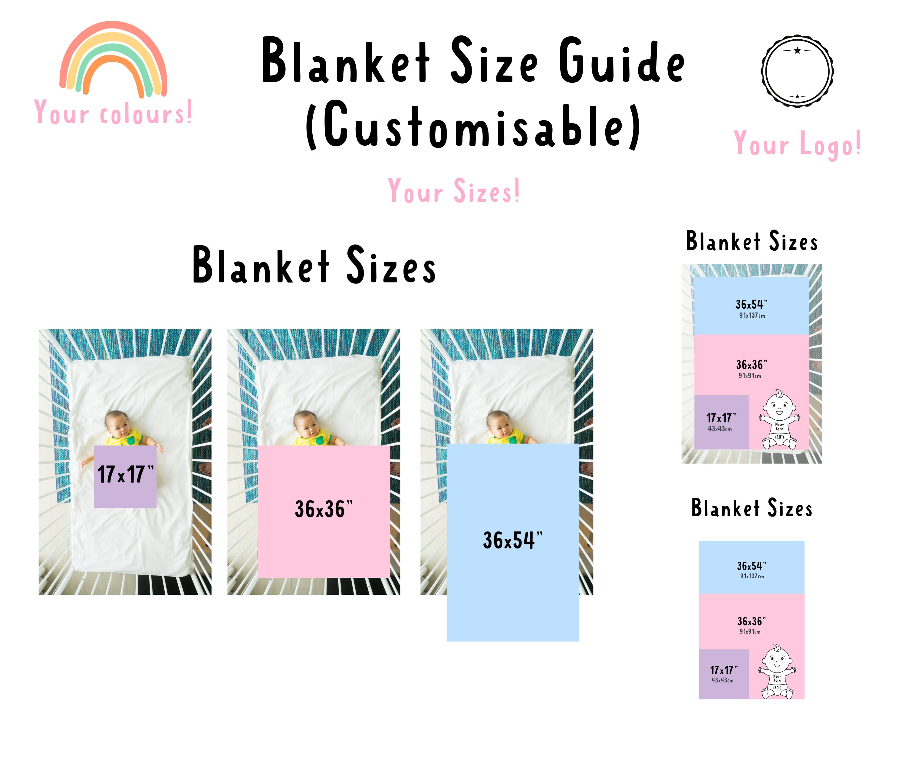 Baby Blanket Size Guide, Blanket Size Chart, Downloadable Size Comparison  Chart for  Sellers/knitters -  Canada