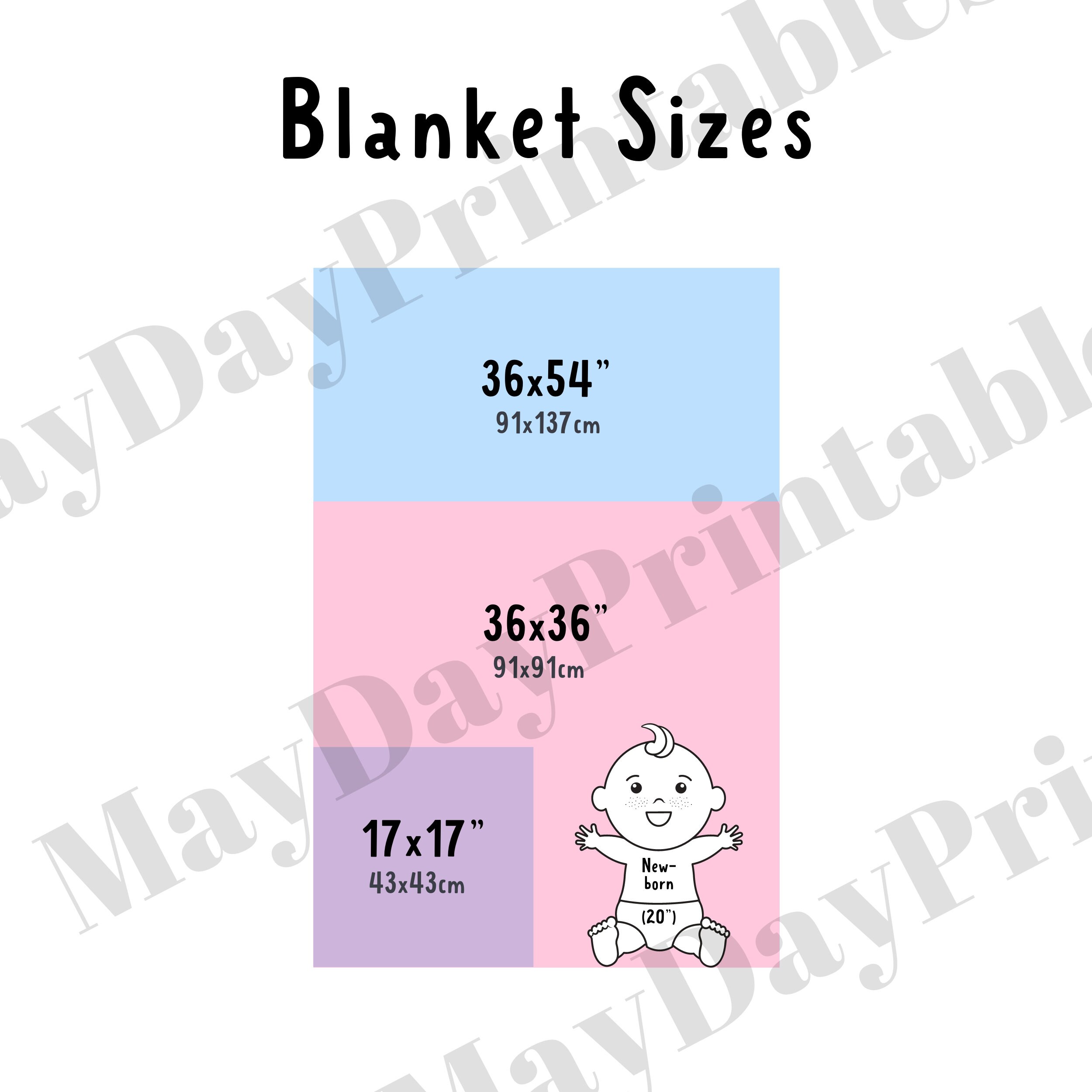 Baby Blanket Size Guide, Blanket Size Chart, Downloadable Size