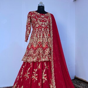 Designer Red Color Wedding Wear Sharara Suit Reception - Etsy