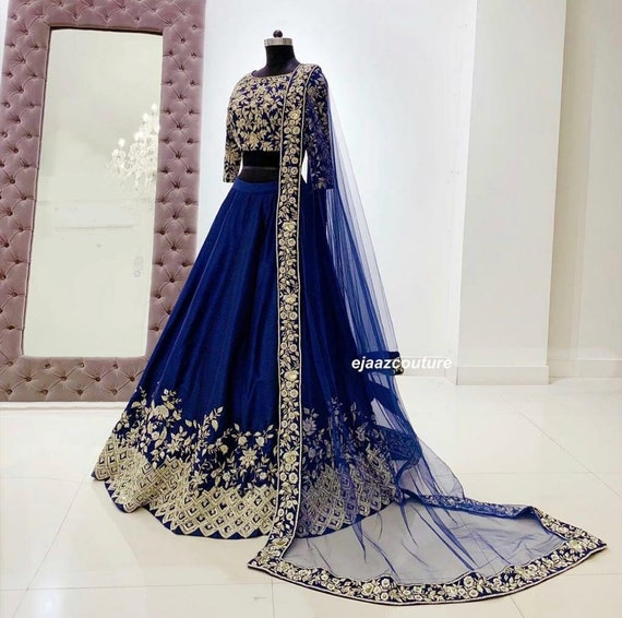 blue lehenga wedding