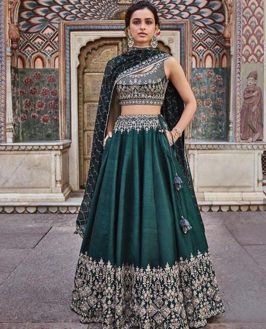 Indian Bridal Dress Green Wedding Lehenga Choli Party Wear Etsy