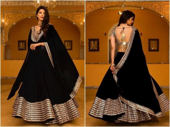black golden blouse for lehenga