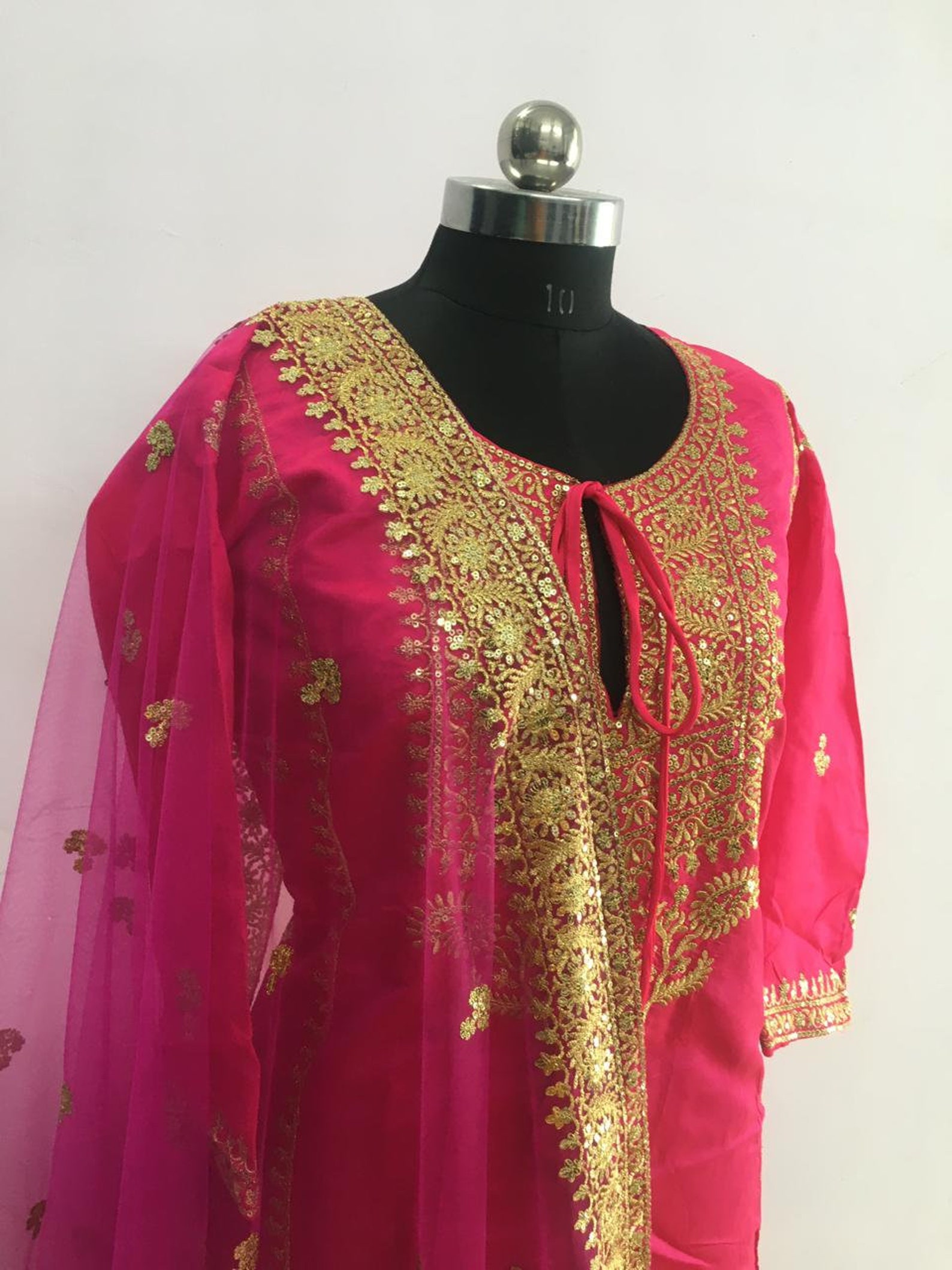 Pink Dress Silk Kurti With Palazzo Anarkali Suit Traditional | Etsy