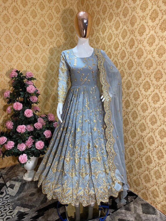 Georgette Gown With Dupatta Eid Style ...