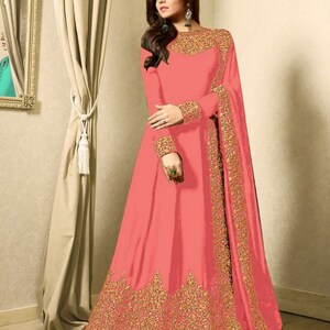 Orange Gown Wedding Gown Indian Dress Party Wear Suits - Etsy