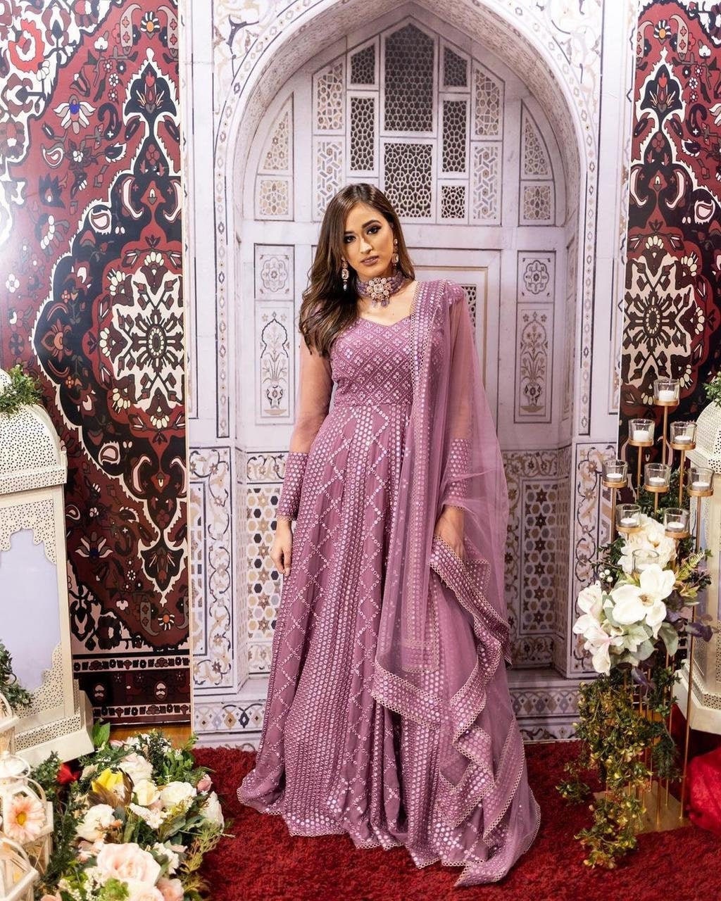 Georgette  SALWAR  KAMEEZ embroidered Long DRESS pakistani indian Now £30 