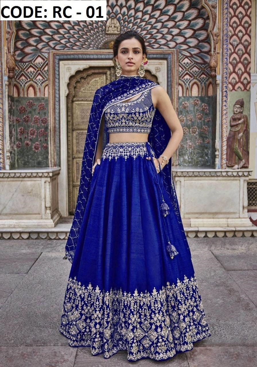 Blue Bridesmaids Style Art Silk Wedding Lehenga Choli main image 1