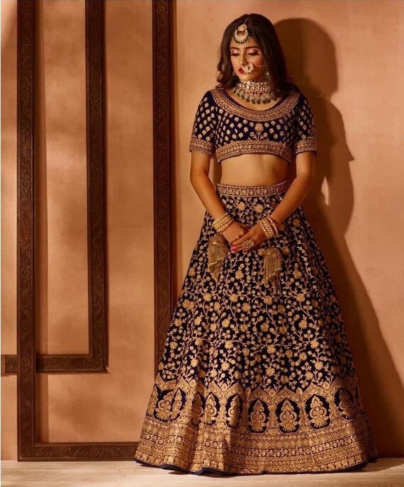 Velvet Lehenga Choli Indian Bridesmaid 