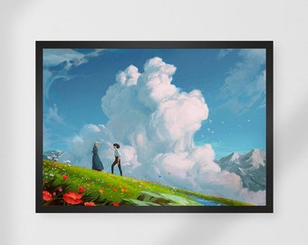 Romantic Howl and Sophie Art Print / Anime Movie / Anime Poster / Anime Print / Howl and Sophie Poster