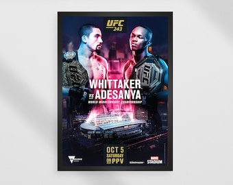 UFC 243 Poster Whittaker VS Adesanya MMA Fight New Event Art Print Robert Whittaker Israel Adesanya