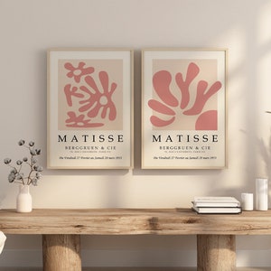 Blush Pink Henri Matisse Set de 2, Arte abstracto, Arte rosa, Impresión de carteles minimalistas, Conjunto de impresión de Matisse rosa, Carteles de Matisse, Impresiones de Matisse