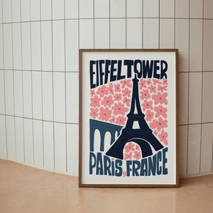 Paris Travel Print, Eiffel Tower Poster, Paris Poster, Eiffel tower print, Custom Poster, Abstract Flower Poster, Trendy Wall Art, Paris Art