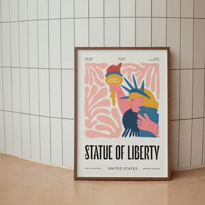 Impression de la statue de la liberté, affiche de voyage aux États-Unis, impression de voyage à New York, impression des États-Unis, affiche de la statue de la liberté, affiche de fleurs abstraites