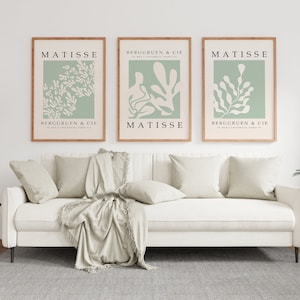 Mint Henri Matisse zestaw 3, sztuka abstrakcyjna, minimalistyczny druk plakatu, różowy zestaw druku Matisse&#39;a, plakat Matisse&#39;a, druk Matisse&#39;a, nowoczesna sztuka ścienna
