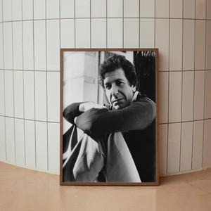 Leonard Cohen black&white poster, Music home decor, Retro music wall art, Iconic singer