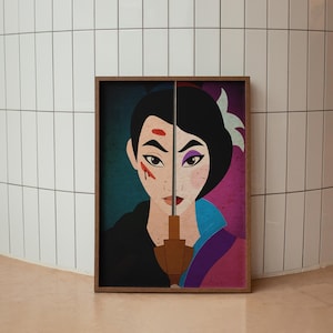 The poster appears to be a digital print by Mulan character, blending traditional Chinese cultural elements with a modern, pop-art aesthetic. The overall composition is balanced and visually striking.