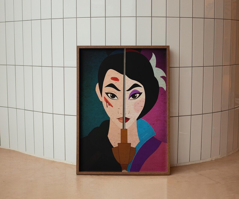 The poster appears to be a digital print by Mulan character, blending traditional Chinese cultural elements with a modern, pop-art aesthetic. The overall composition is balanced and visually striking.