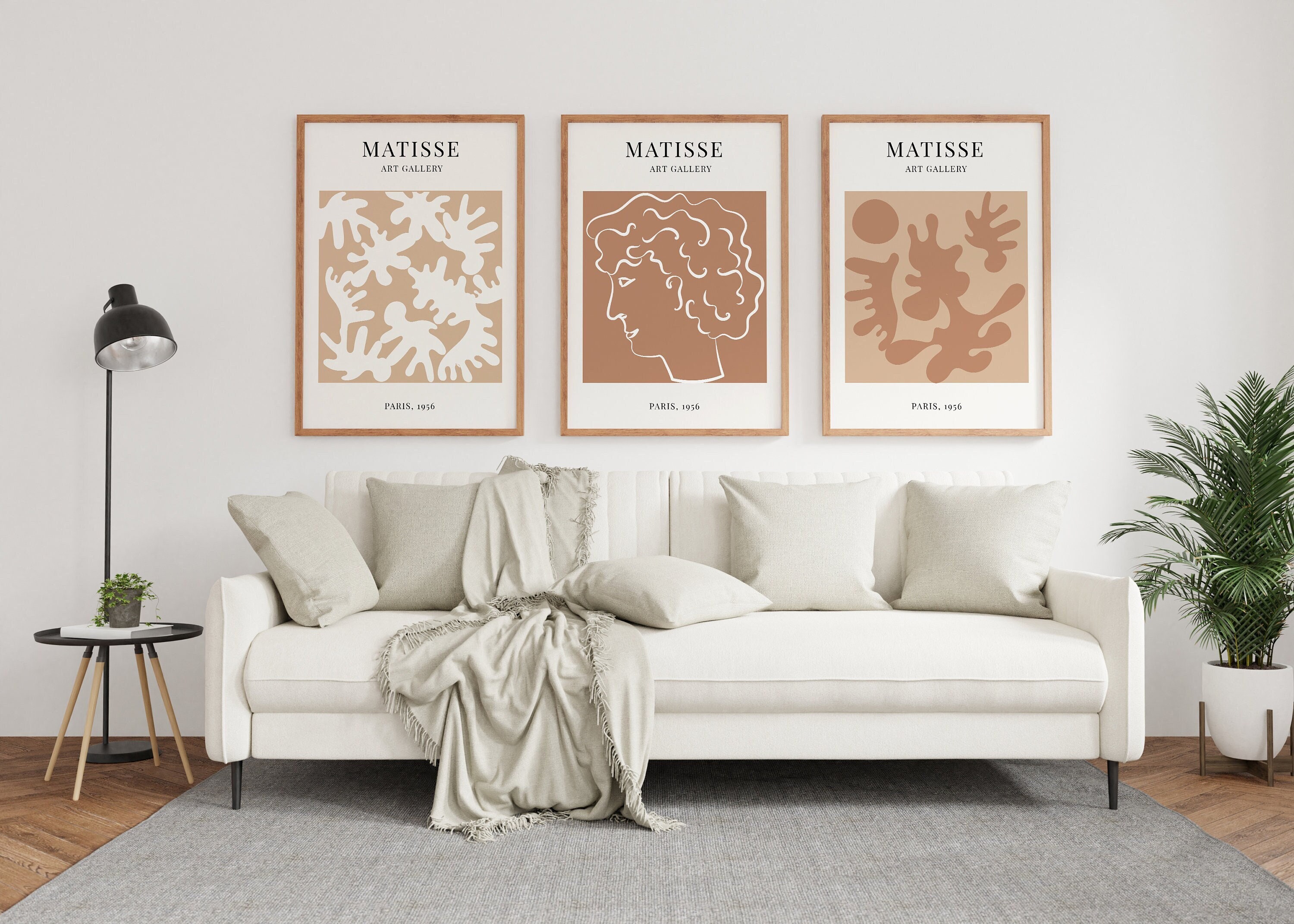 Beige Henri Matisse Set of 3, Abstract Art, Minimalist poster print, Matisse Print Set, Matisse Poster, Matisse Print, Gallery wall art