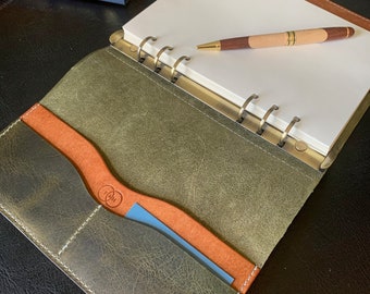 Personalised Leather Organiser, Choice of Colours, Leather Ring Binder, A5 Filofax Style, Diary, Journal
