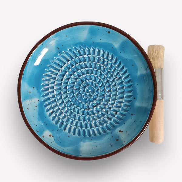 Ceramic grater handmade garlic grater gourmet rubi grater plate with brush free ginger grater motif Malaga