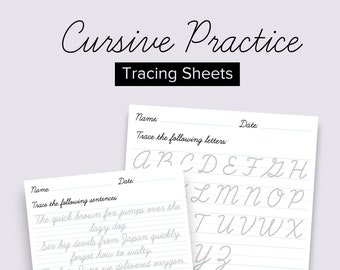 Cursive Tracing Practice Sheets
