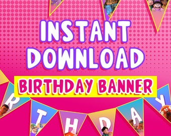 INSTANT DOWNLOAD Turning Red Birthday Banner 4 TOWN Theme