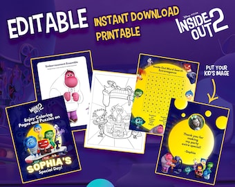 24 Pages | EDITABLE | Instant Download | Inside Out 2 Personalized Activity Book Busy Book Template