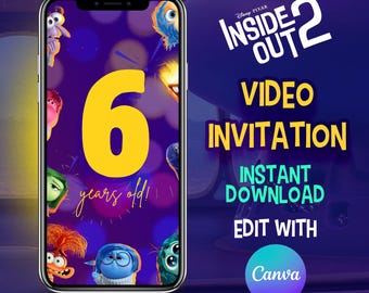 EDITABLE | Inside Out 2 Digital Video Invitation Animation with Music | Personalized, Customizable e-vite
