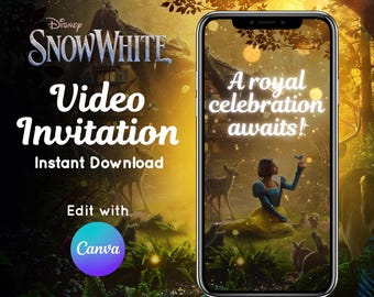 Snow White 2025 Video Invitation | Enchanted Fairytale Birthday Invite | Royal Princess Party Digital Download | Instant Download