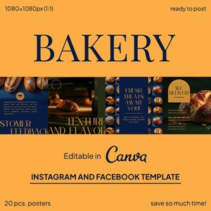 20 pcs. Bakery Post Templates | FREE 10 Instagram Highlights Instagram and FB Poster Template