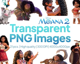 21pcs. High-Quality Moana 2 PNG Transparent Images for Instant Download, Sublimation, Sticker, Disney PNG, commercial use, digital file