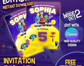 EDITABLE | Instant Download | Inside Out 2 Birthday Invitation Template
