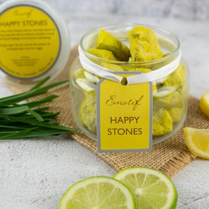 Happy Stones - Naturally Mood Boosting - Essential Oil Diffuser - Odour Absorbing - Positivity - Yellow Aromatherapy Lava Rocks