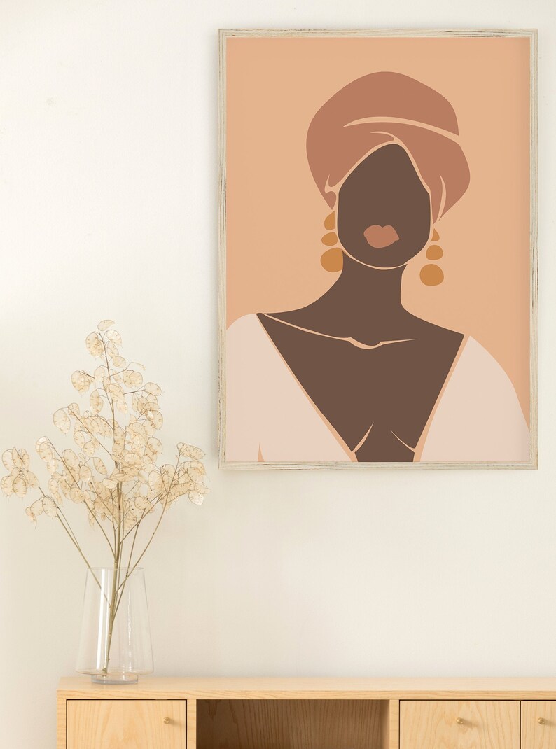 Abstract Black Woman Wall Art Female Portrait Print Black Etsy